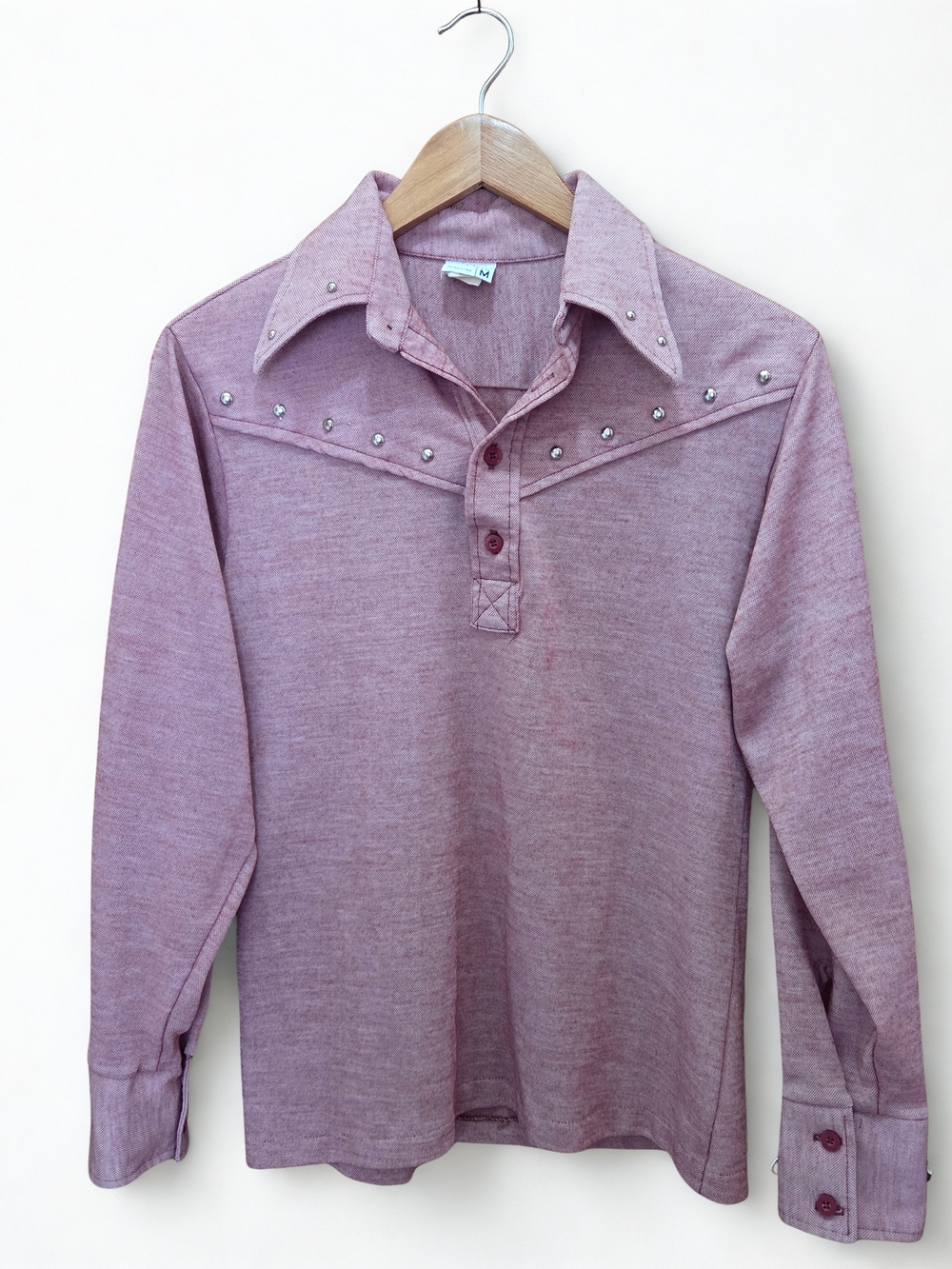 jcpenney Vintage Western Knit Dusty Rose Button-Front Shirt With Metal Trim